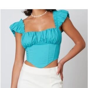 American Threads - Cotton Candy LA turquoise crop top size Large